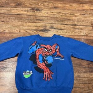 Vintage Spider-Man 1990 Marvel Kids Graphic Crewneck Blue Red Sweatshirt